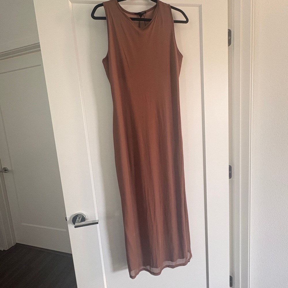 See You Monday Sleeveless Tan Midi Dress